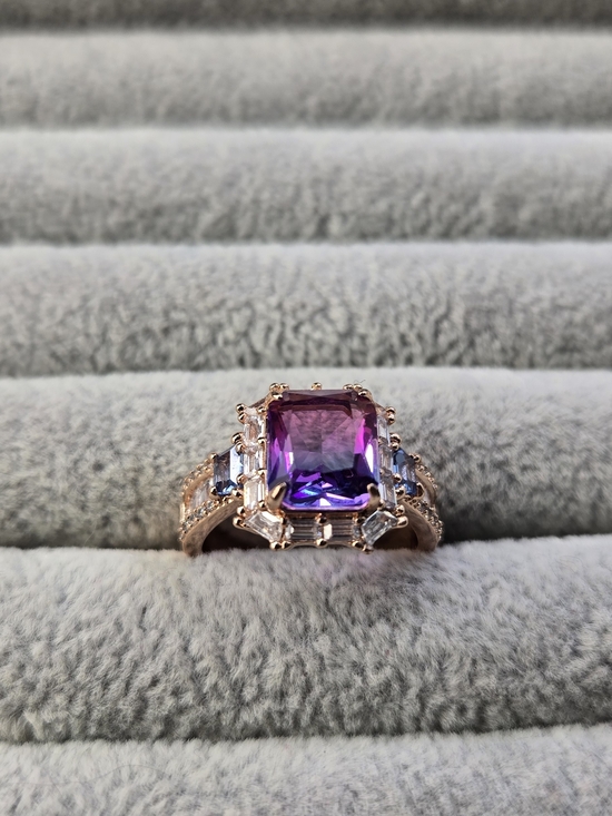 Bomb Party Jewelry - Size 7 Blue Purple Alexanderite Rose Gold Plated Bomb Party Ring